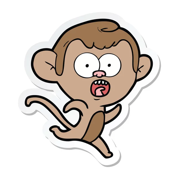 Sticker of a cartoon shocked monkey — Stock Vector