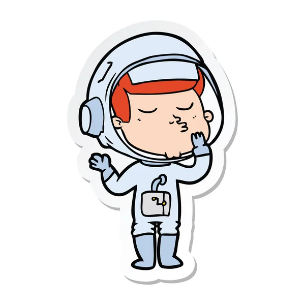 Sticker Cartoon Confident Astronaut — Stock Vector