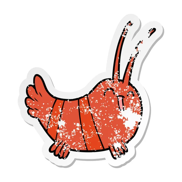 Distressed sticker of a cartoon crayfish — Stock Vector