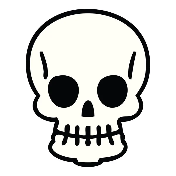 Quirky hand drawn cartoon skull — Stock Vector