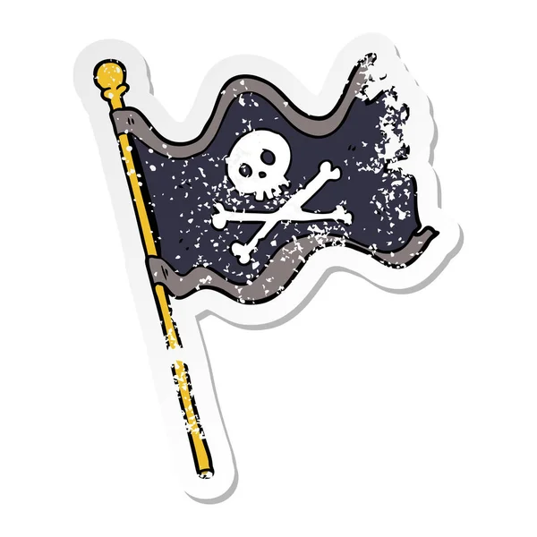 Etiqueta angustiada de uma bandeira de pirata dos desenhos animados —  Vetores de Stock