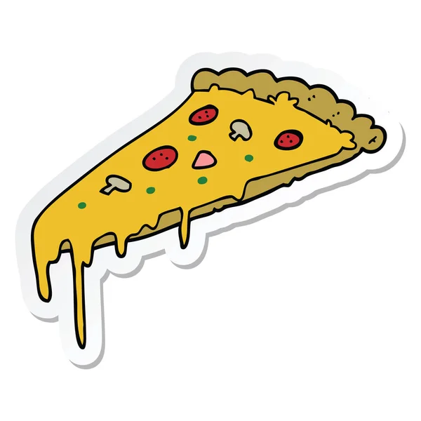 Sticker Voor Een Tekenfilm Pizza Slice — Stockvector