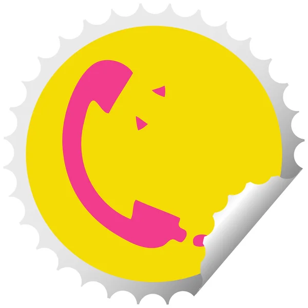 Circulaire peeling sticker cartoon telefoonhoorn — Stockvector