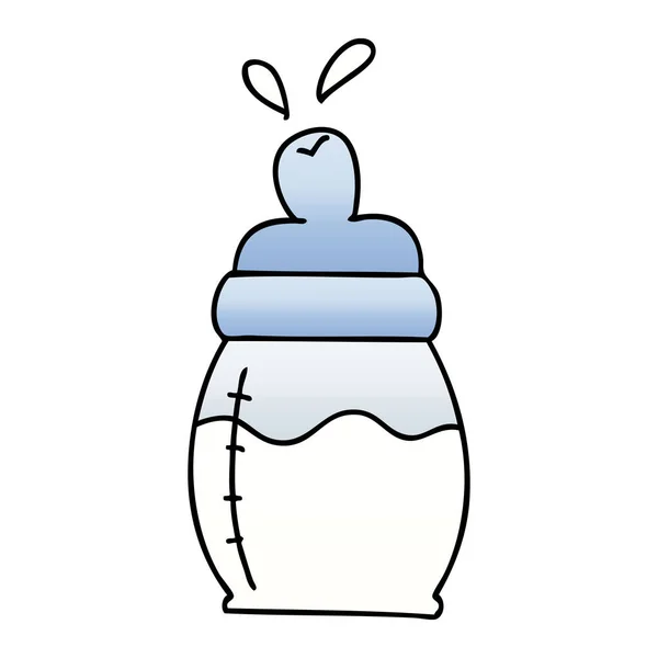 Peculiar gradiente sombreado dibujos animados bebé leche botella — Vector de stock