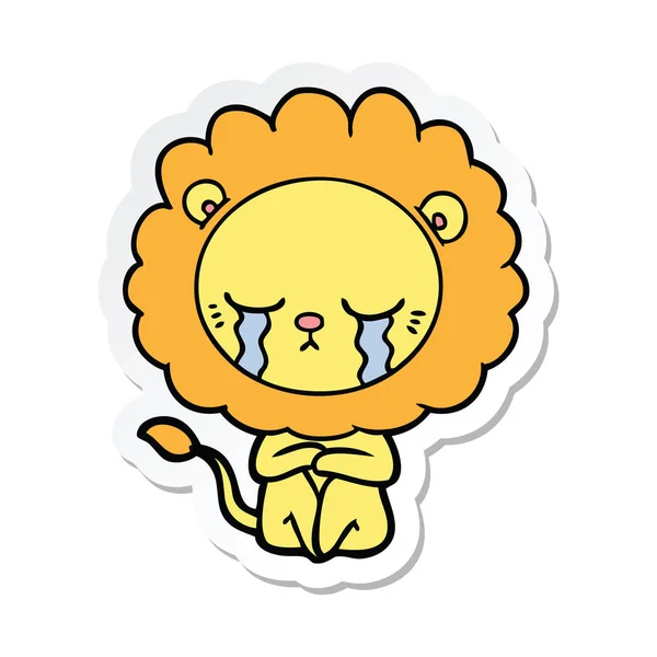 Sticker Crying Cartoon Lion — Stock Vector