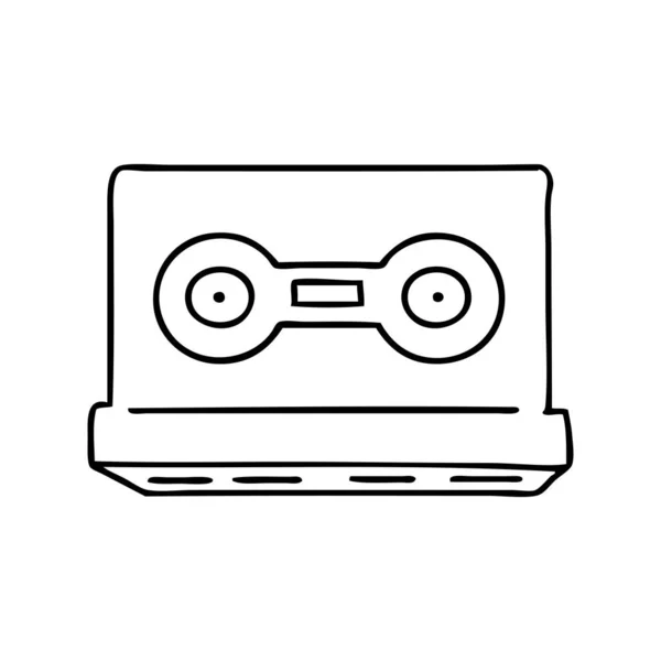 Lijntekening doodle van een retro cassette — Stockvector