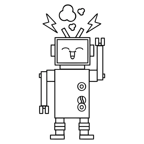 Bir Robot Çizim Karikatür — Stok Vektör