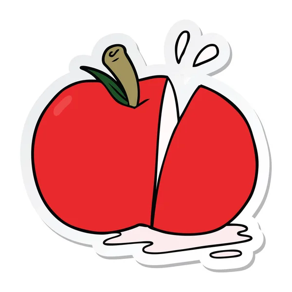 Etiket Bir Karikatür Dilimlenmiş Elma — Stok Vektör