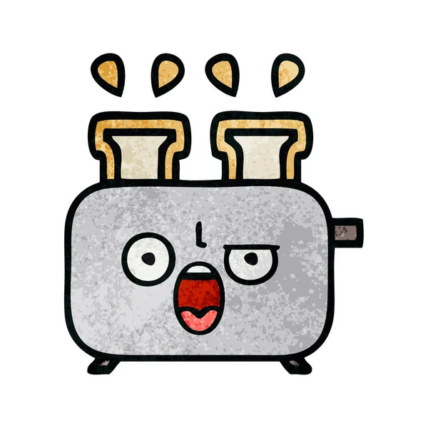 Retro Grunge Texture Cartoon Toaster — Stock Vector