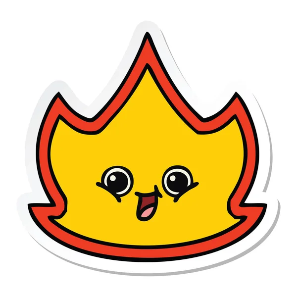 Sticker Cute Cartoon Fire — Stock Vector