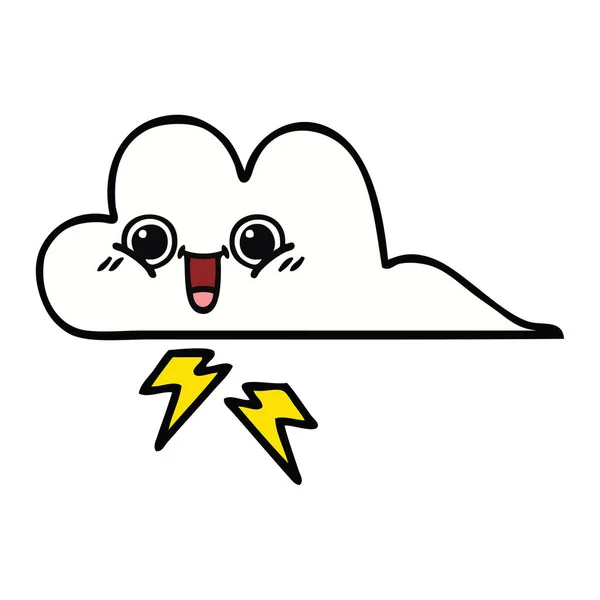 Carino Cartone Animato Una Nube Tempesta — Vettoriale Stock