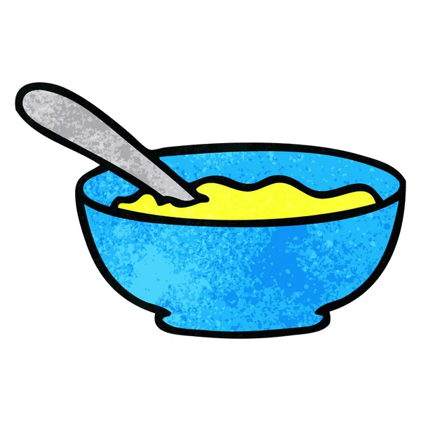 Bol Soupe Dessiné Main Drôle Dessin Animé — Image vectorielle