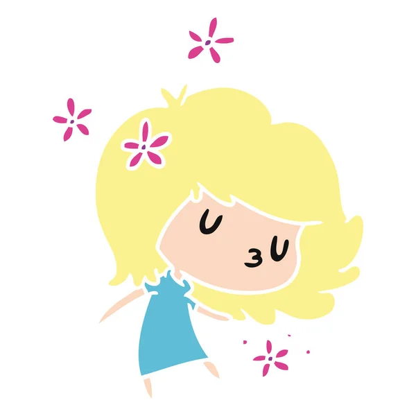 Cartoon Illustration Eines Niedlichen Kawaii Mädchens — Stockvektor