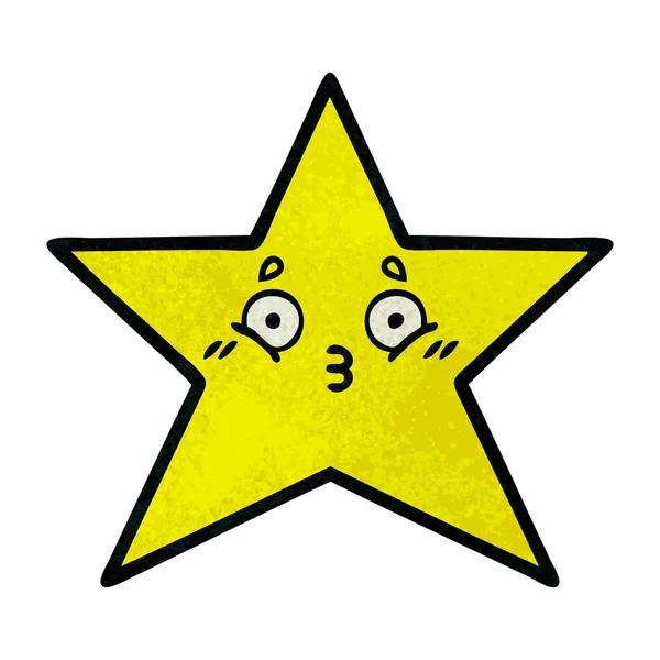 Retro grunge textury kreslený Zlatá hvězda — Stockový vektor
