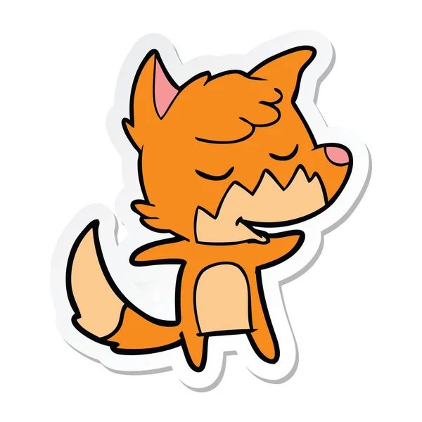 Sticker of a friendly cartoon fox — Stock Vector