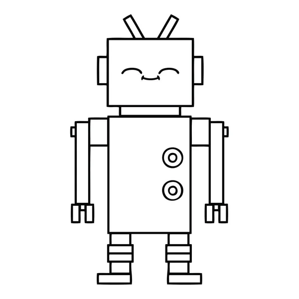 Desenho de linha robô cartoon — Vetor de Stock