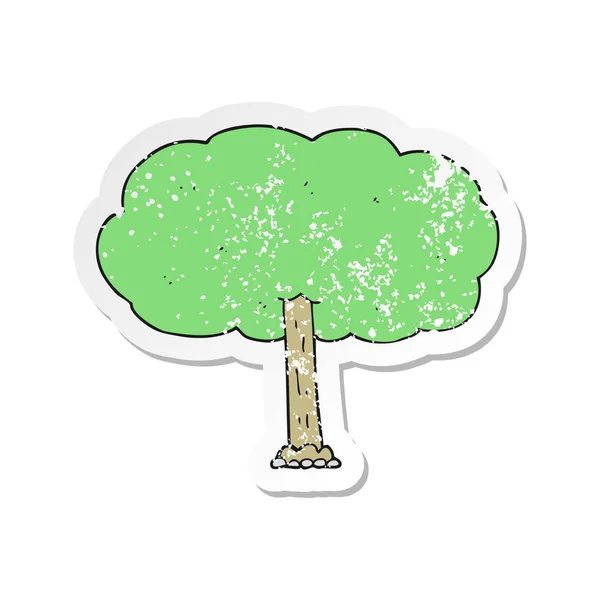 Pegatina retro angustiado de un árbol de dibujos animados — Vector de stock