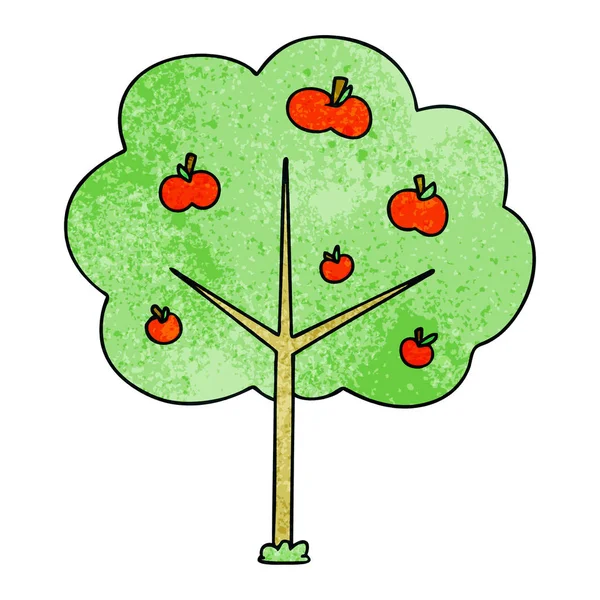 Mão peculiar desenhado cartoon árvore de maçã — Vetor de Stock