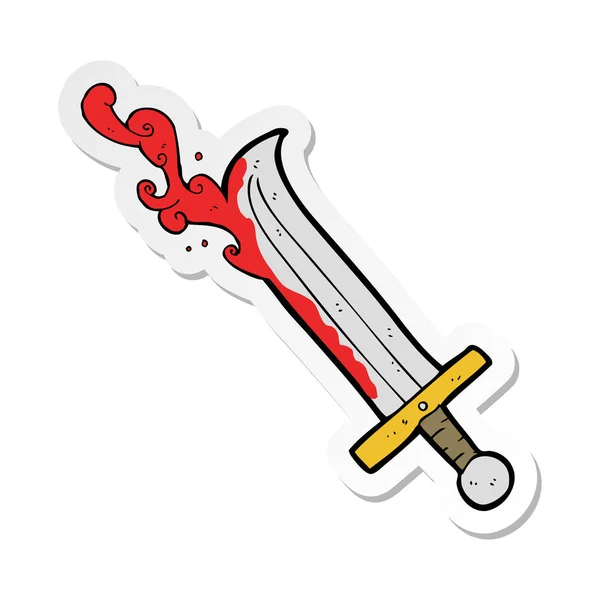 Sticker Cartoon Bloody Sword — Stock Vector