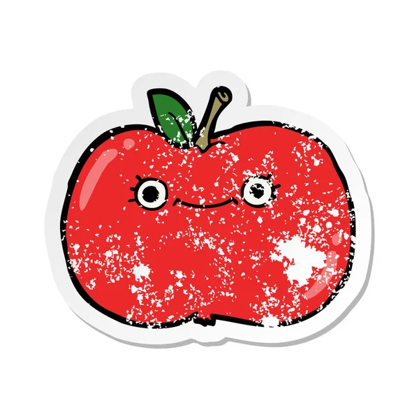 Nödställda klistermärke av en gullig tecknad äpple — Stock vektor