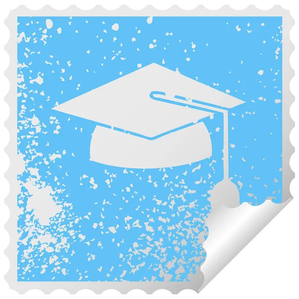 Descascamento quadrado angustiado etiqueta símbolo tampa de graduação —  Vetores de Stock