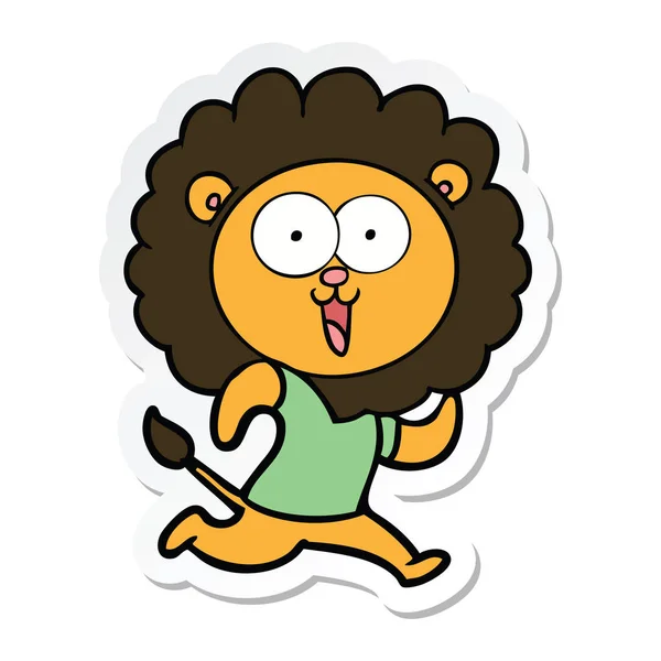 Sticker van een happy cartoon-Leeuw — Stockvector