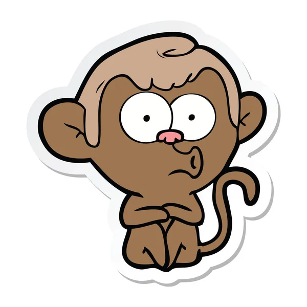 Αυτοκόλλητο από μια γελοιογραφία hooting μαϊμού — Διανυσματικό Αρχείο