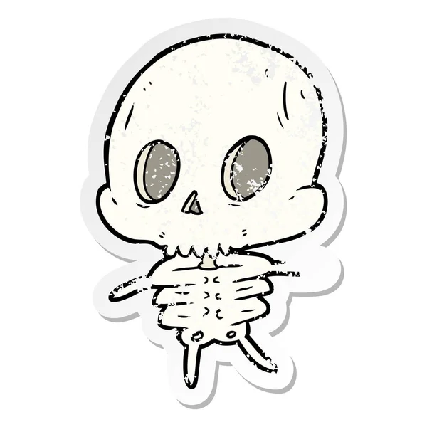 Distressed sticker of a cartoon skeleton — Stock Vector