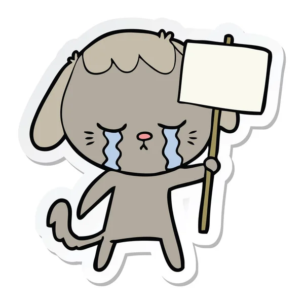 Sticker Cartoon Dog Crying — Stock Vector