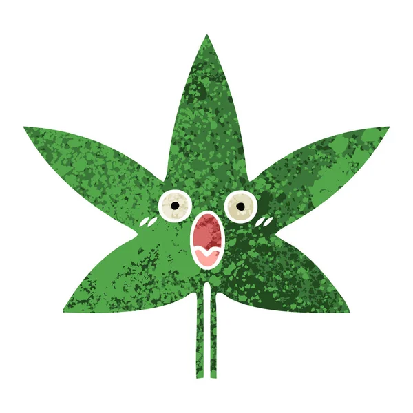 Illustration rétro style bande dessinée feuille de marijuana — Image vectorielle