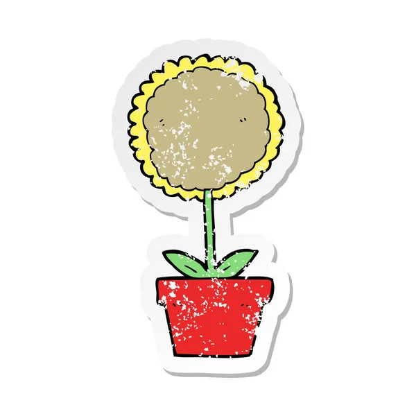 Distressed sticker of a cute cartoon flower — Stock Vector