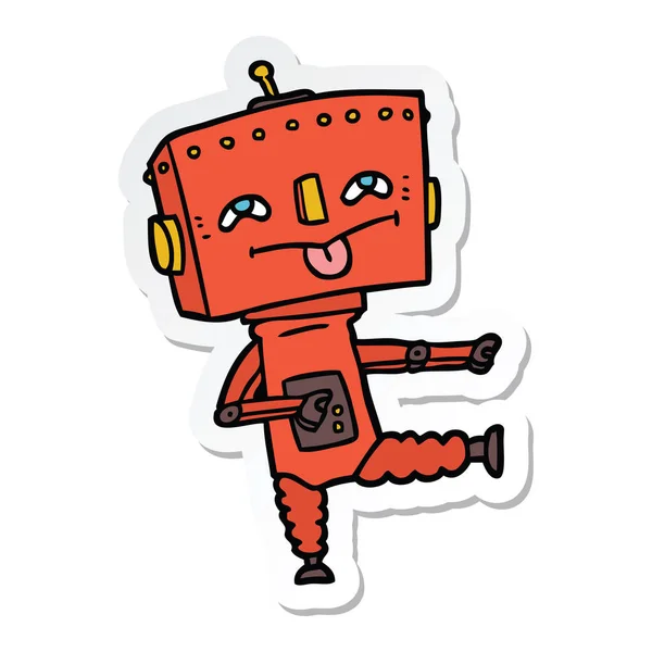 Klistermärke en tecknad robot — Stock vektor