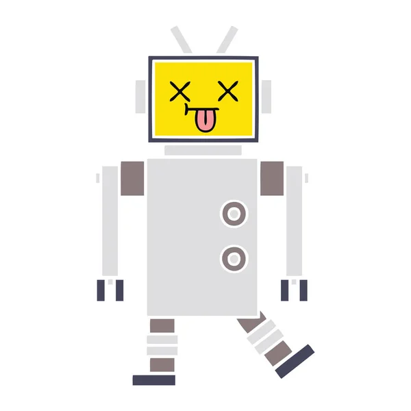 Plat Couleur Rétro Dessin Animé Robot — Image vectorielle