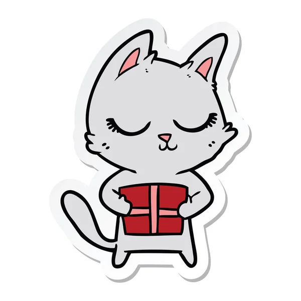 Klistermärke Lugn Tecknad Katt — Stock vektor