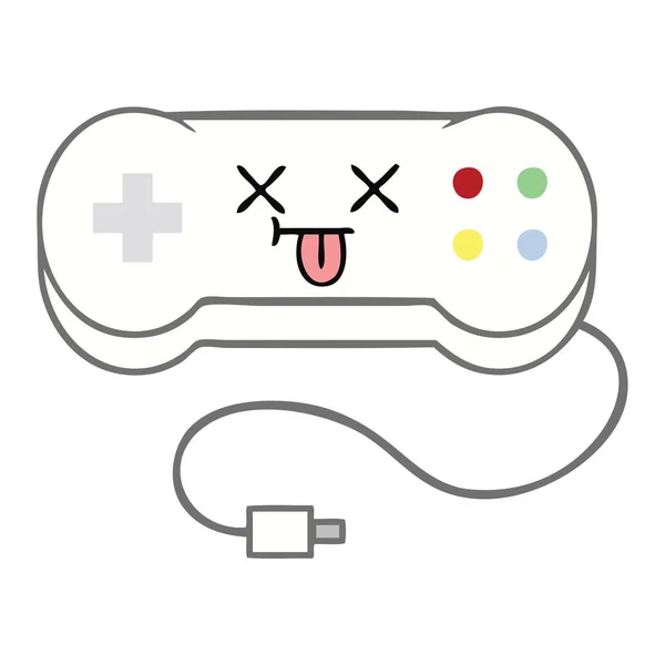 Flat color retro cartoon game controller — Stock Vector