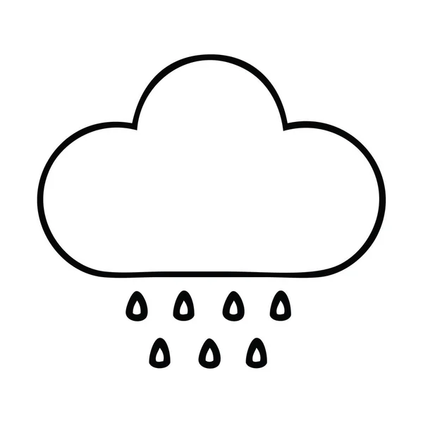 Dessin en ligne dessin animé nuage de pluie — Image vectorielle