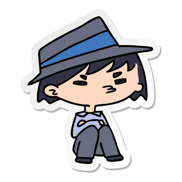 Sticker cartoon of a kawaii cute boy — Stock Vector