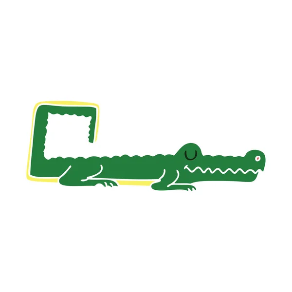 Mão Desenhado Peculiar Desenho Animado Crocodilo — Vetor de Stock