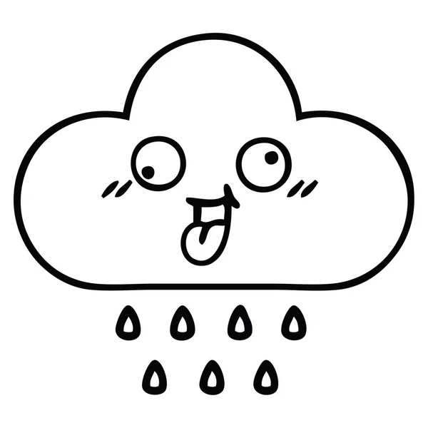 Line drawing cartoon rain cloud — Stock Vector