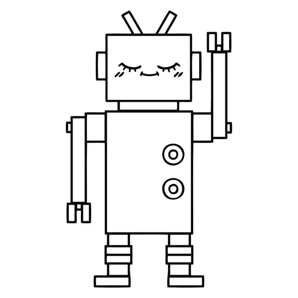 Linienzeichnung Cartoon Roboter — Stockvektor