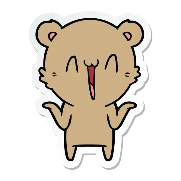 Etiqueta de um desenho animado urso feliz — Vetor de Stock