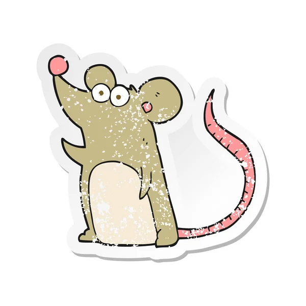 Retro noodlijdende sticker van een cartoon-muis — Stockvector