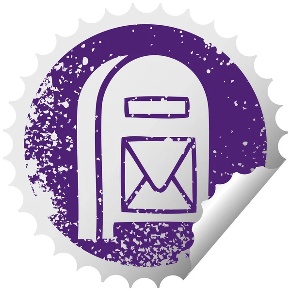 Boîte aux lettres de symbole d'épluchage circulaire affligé — Image vectorielle