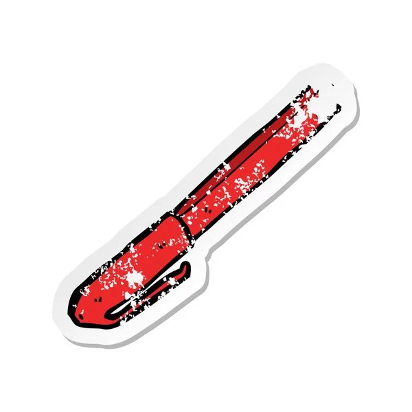 Retro distressed sticker of a cartoon pen — Stock Vector