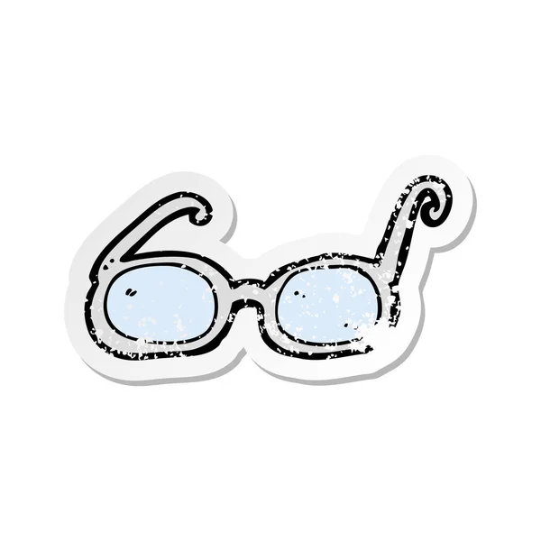 Pegatina retro angustiado de unas gafas de dibujos animados — Archivo Imágenes Vectoriales