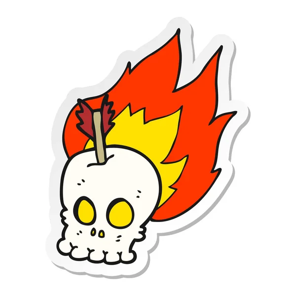 Sticker van de schedel van een cartoon met pijl — Stockvector