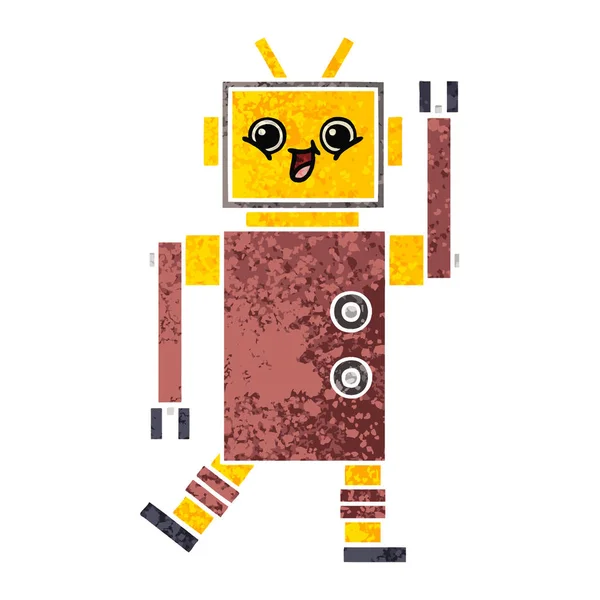Retro-Illustration Stil Cartoon Roboter — Stockvektor