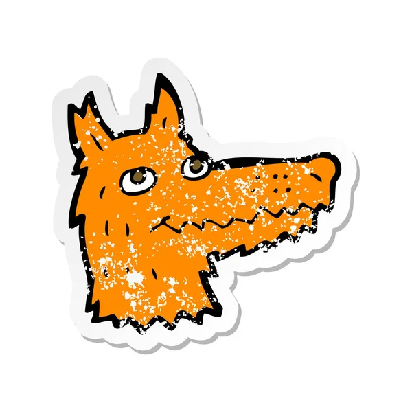 Retro distressed sticker of a cartoon fox head — Stock Vector