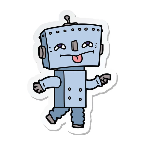 Sticker of a cartoon robot — Stock Vector