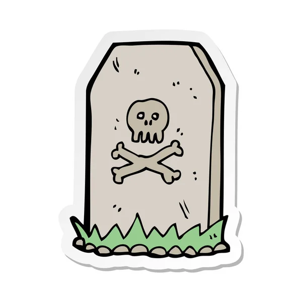 Sticker Van Een Cartoon Spooky Graf — Stockvector